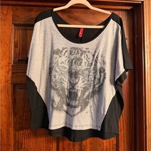 Passport Gray and Black Tiger Graphic Women's Tee